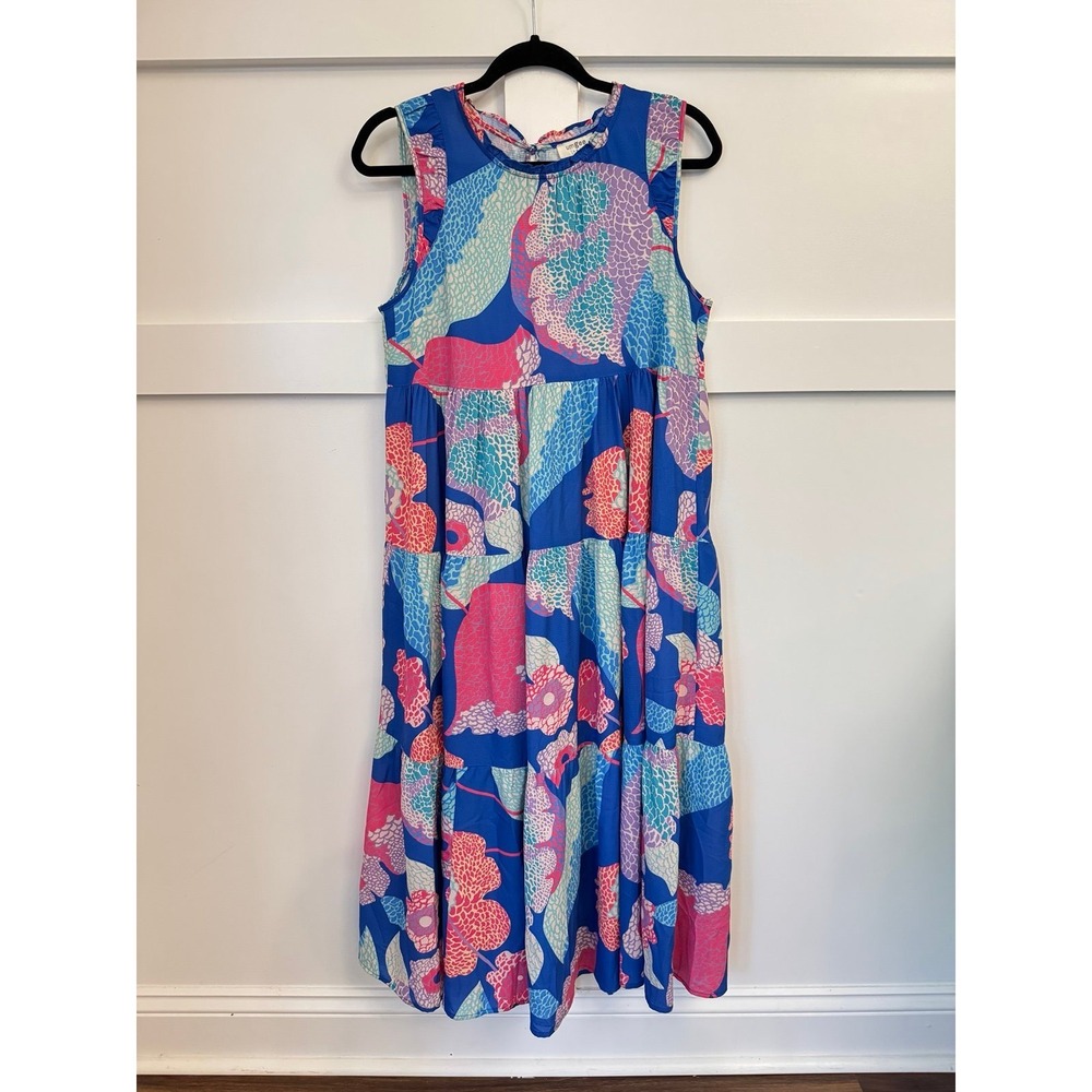 Umgee size small midi dress colorful spring pattern EUC
